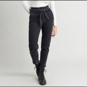 Garage Paperbag Waist Jeans, Size: 01, Black